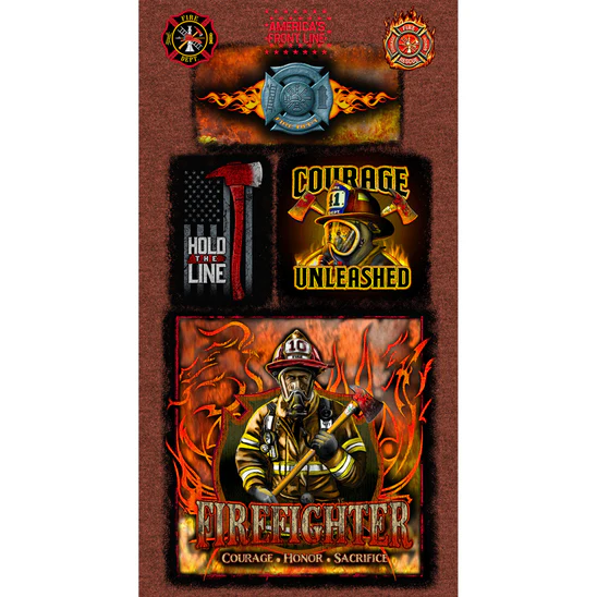 Fireman Firefighting Fire Station Flag Fire Dept Rescue Cotton Fabric Panel