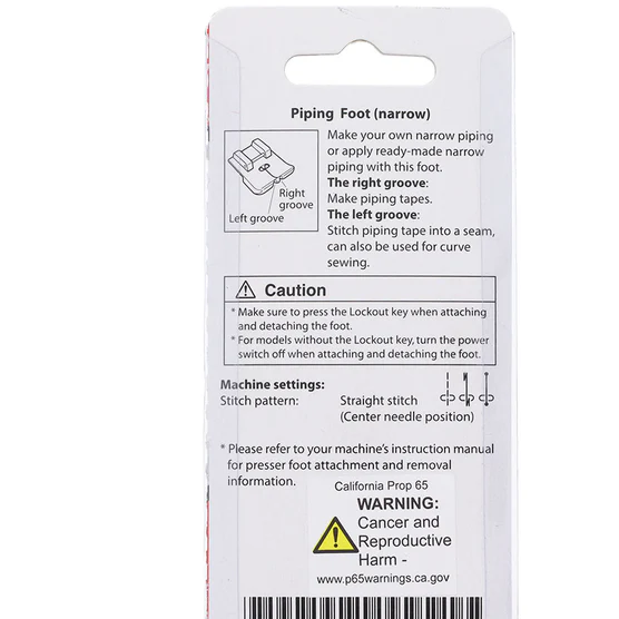 Piping Foot (Narrow) Blister Pack