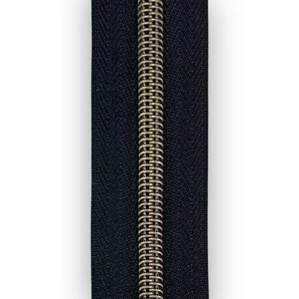 No. 5 Zipper Tape 1-1/4 in - Black/Bronze