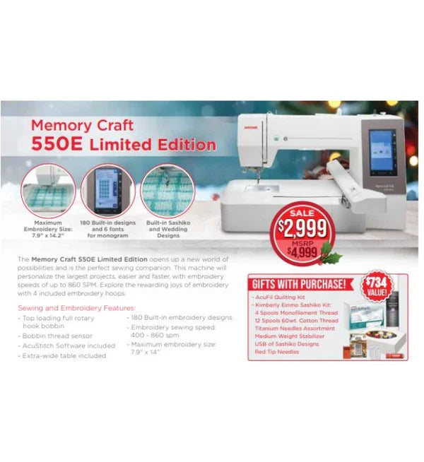Janome MC550ELE Holiday Package Bundle
