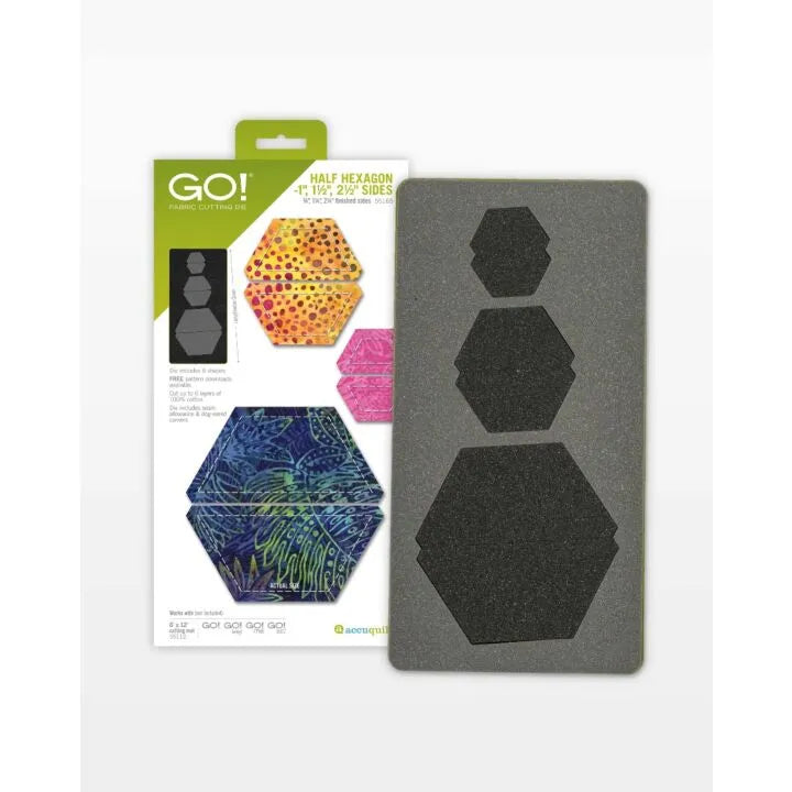 GO! Half Hexagon-1", 1 1/2", 2 1/2" Sides