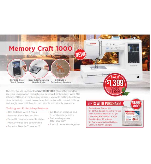 Janome Memory Craft 1000 Sewing & Embroidery Machine