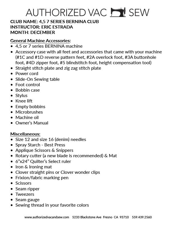 4,5,7 Series BERNINA Club 12/12/25 1pm-4:30pm