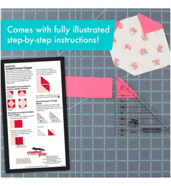 Creative Grids Quilt Ruler – Folded Corner Clipper Tool (5in x 5in)