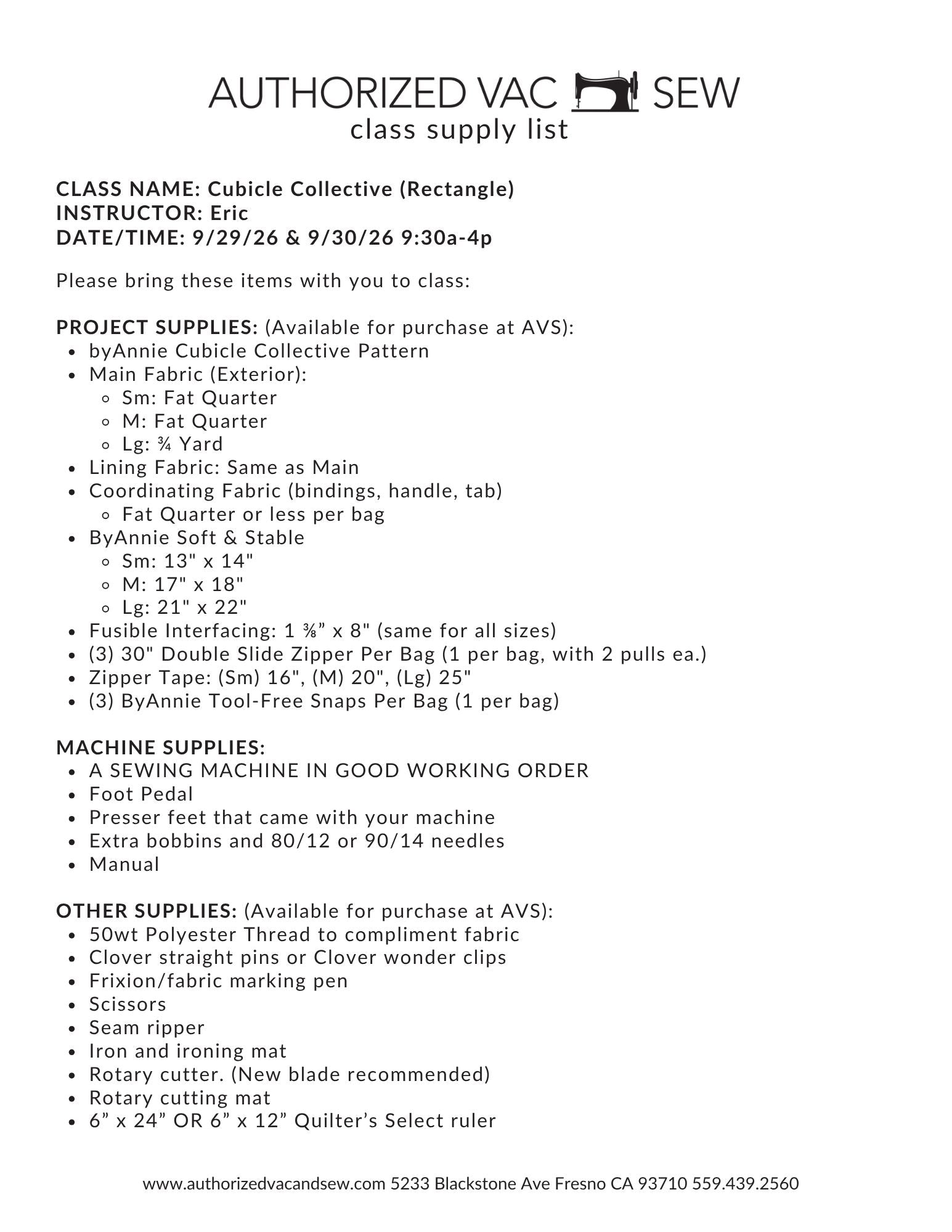 Cubicle Collective 9/29/26 and 9/30/26 9:30a – 4p