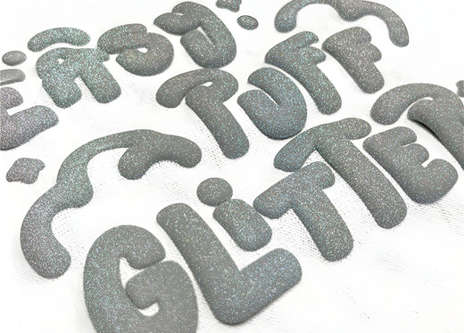 Puff Glitter HTV – Rainbow Black 1YD