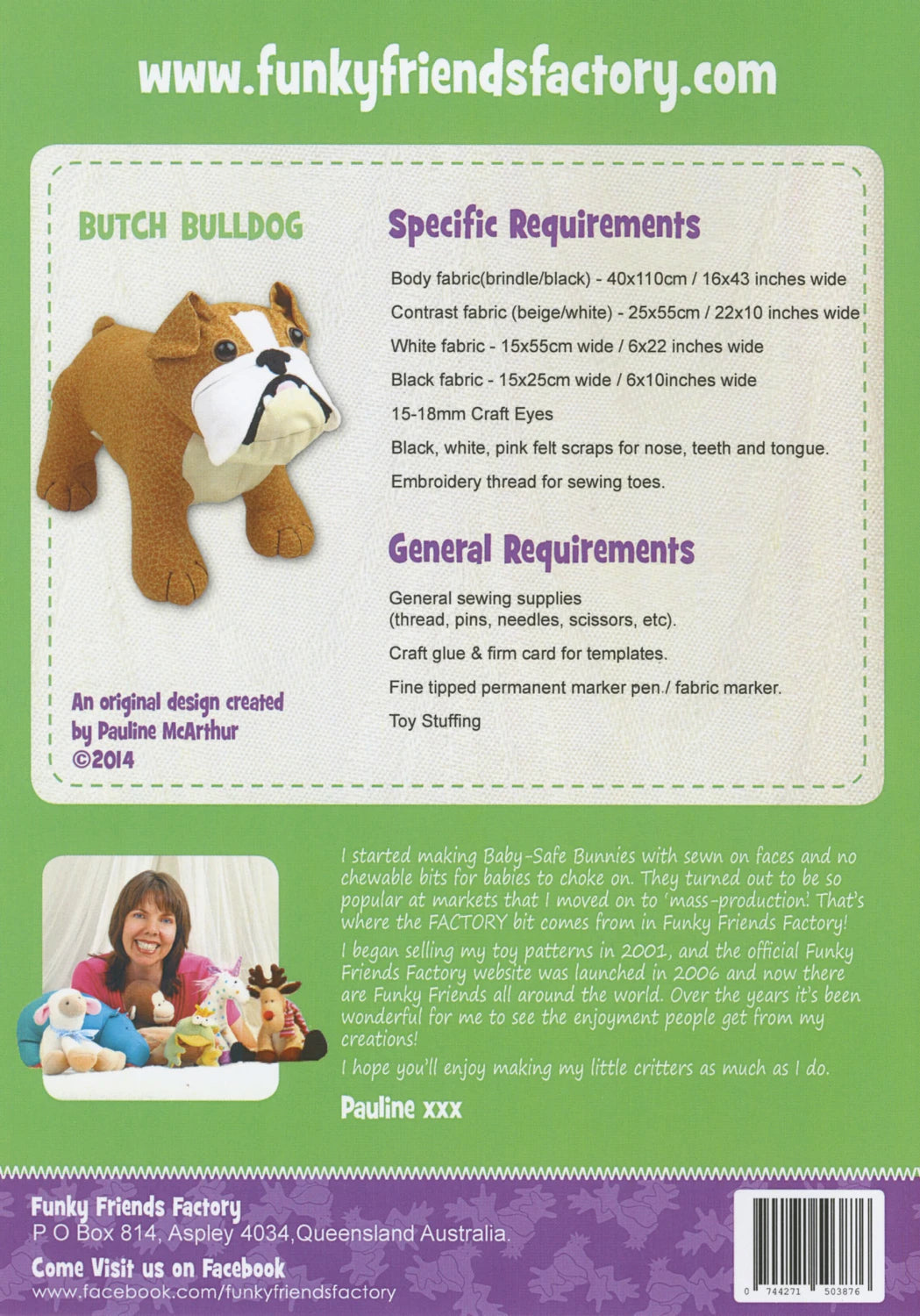 Butch & Bella Bulldogs Pattern 13in Stuffed Soft Toy