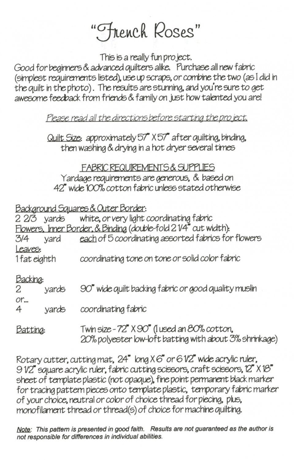 French Roses Pattern