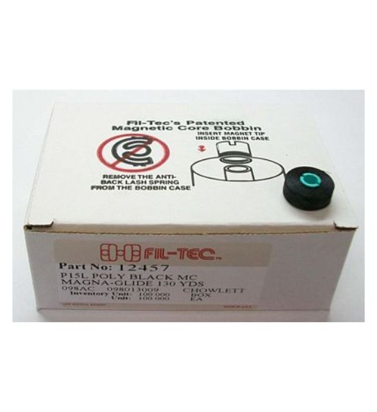 Prewound Bobbin Fil-Tec Magna-Glide L Poly Black 130y | 100 Count