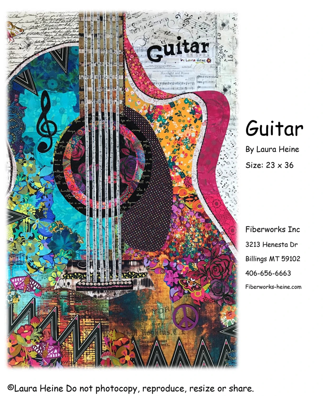 Guitar Collage Pattern By Laura Heine