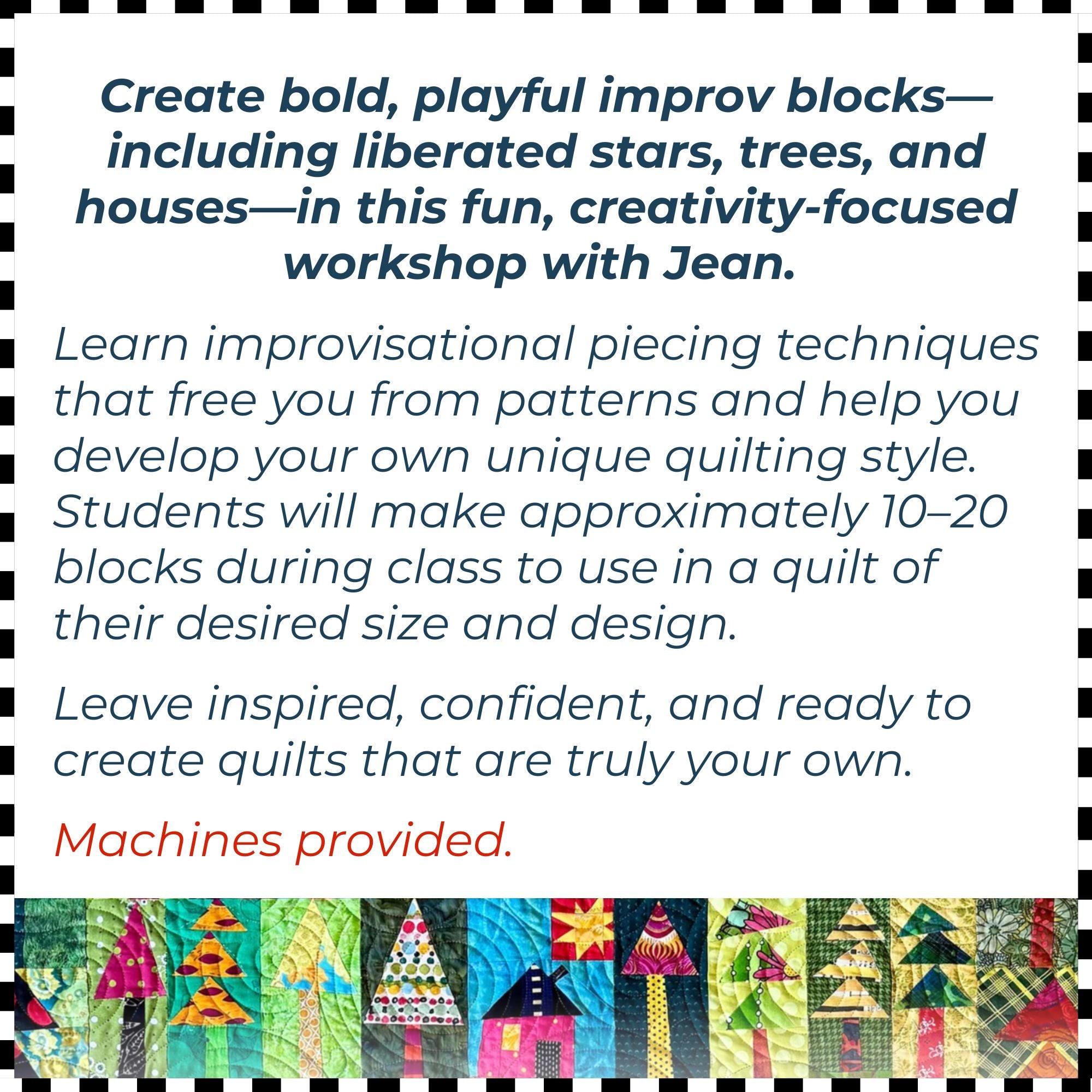 SewJean Workshop Series: House Party, Improv Style 9/4/26 9:30a-4p