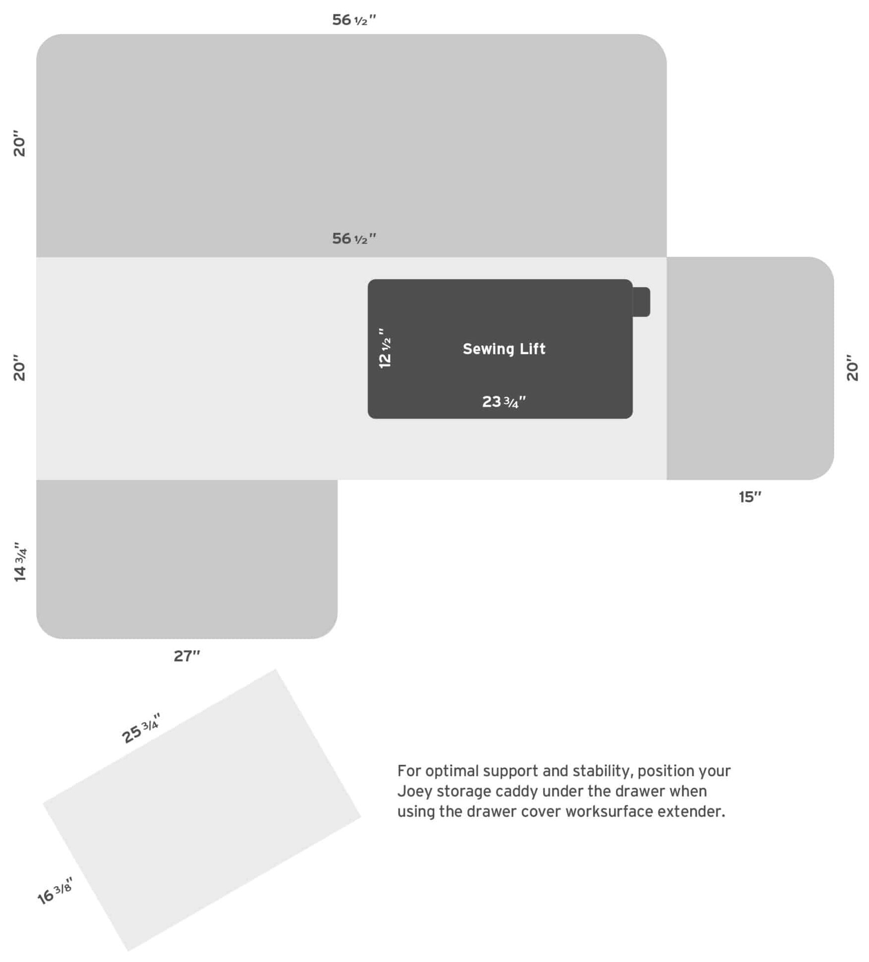 Kangaroo & Joey Dual Rail Electric Sewing Cabinet with Joey Storage Caddy