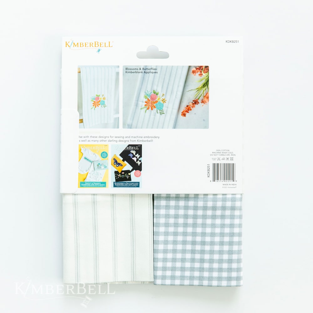 Gingham and Pinstripe Tea Towel Set, Grey and Cream