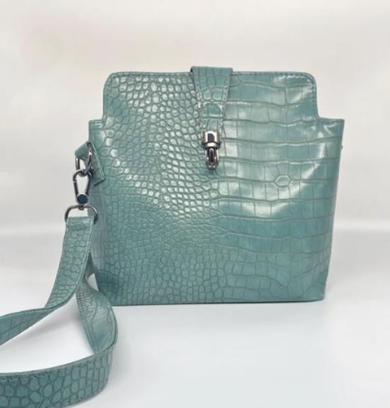 Simply Classic Large Scale Faux Crocodile Faux Leather – Blue/Green 18" x 54"