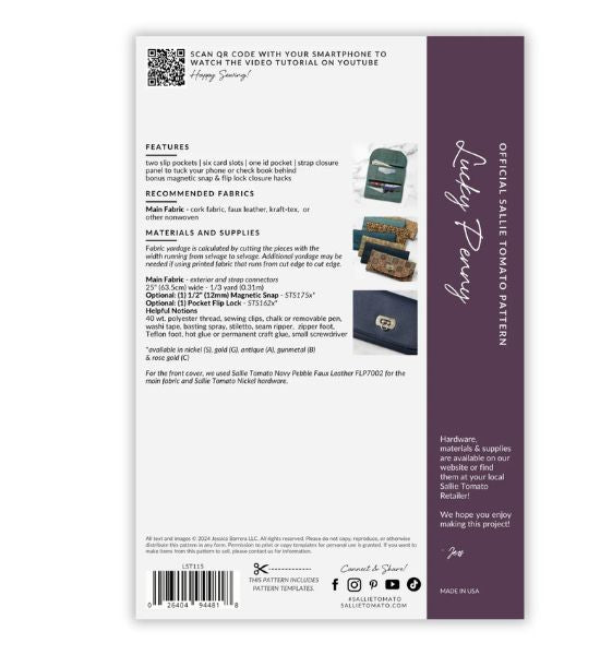 Lucky Penny Wallet Pattern — Sallie Tomato (LST115)
