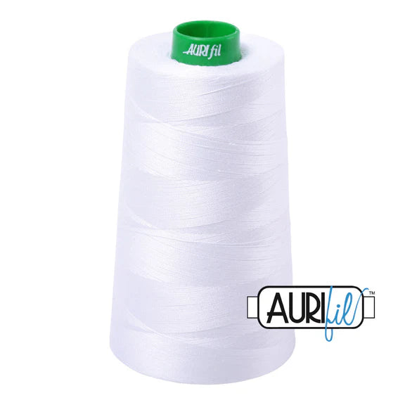 Aurifil 40wt Cotton Thread Cone - White