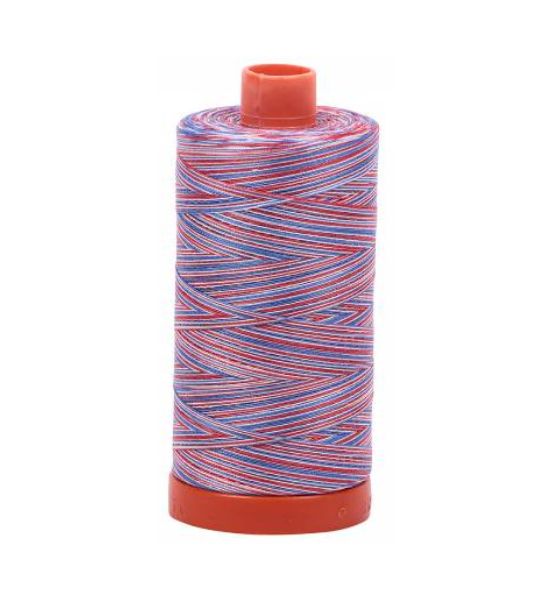 Aurifil Mako Cotton Embroidery Thread 50wt 1422yds Variegated Red/white/blue