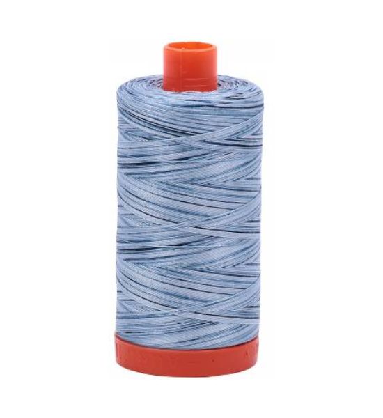 Aurifil Mako Cotton Embroidery Thread 50wt 1422yds Variegated Stonewash Blues