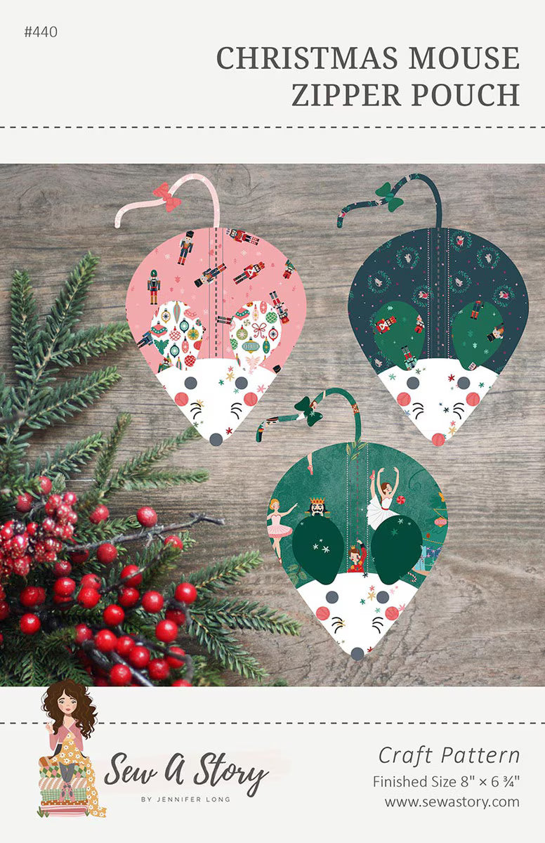 Jennifer Long Christmas Mouse Zipper Pouch Pattern