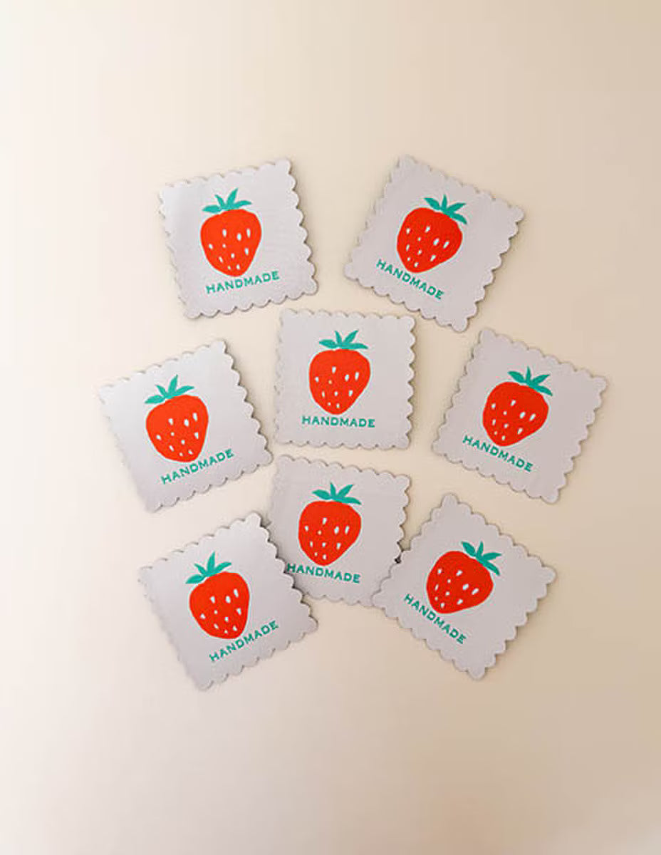 Minki Kim Scalloped Strawberry Woven Labels