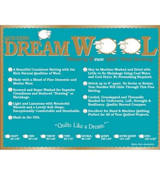Quilters Dream Wool Batting – Luxurious, Lightweight, and Wonderfully Warm