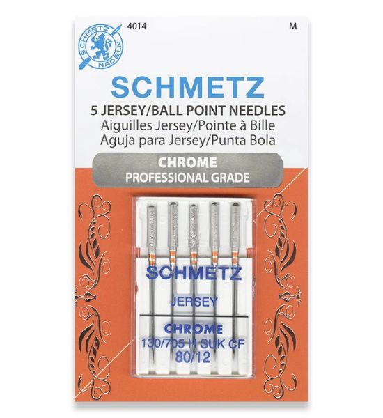 SCHMETZ Chrome Jersey Needles – 80/12 or 90/14 – 130/705 H SUK CF – 5 Pack