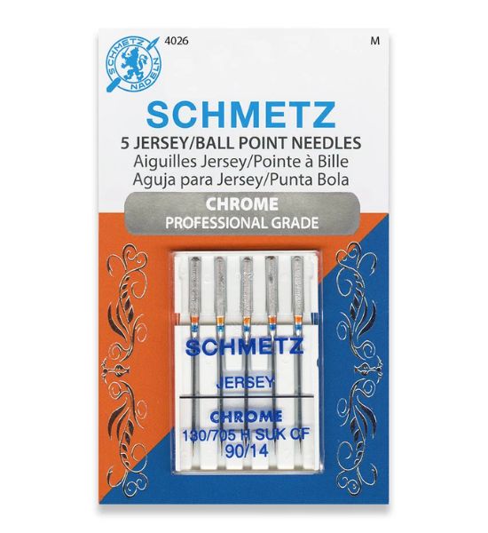 SCHMETZ Chrome Jersey Needles – 80/12 or 90/14 – 130/705 H SUK CF – 5 Pack