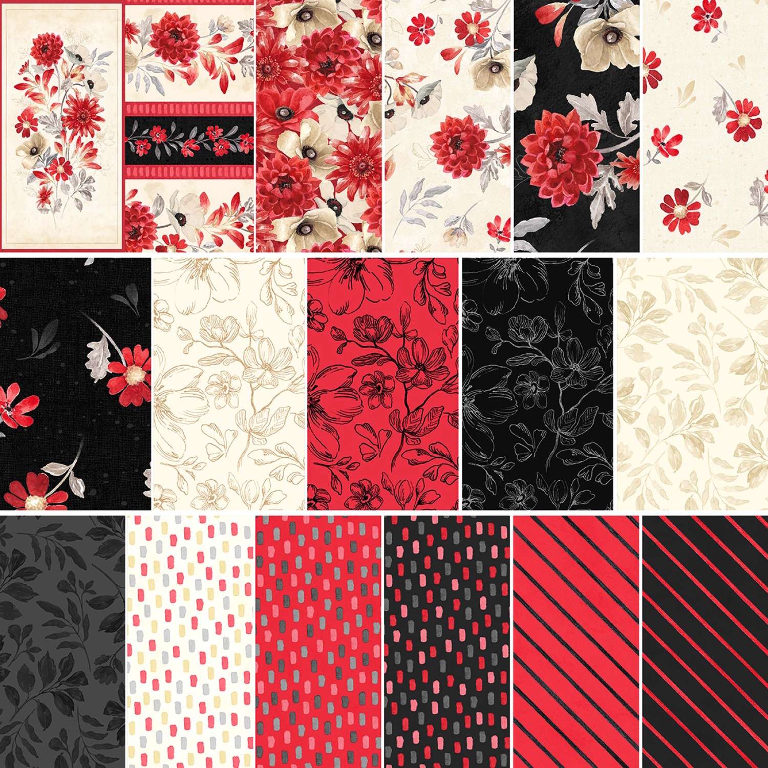 SCARLET DREAMS 10'SQUARES 42 PIECES
