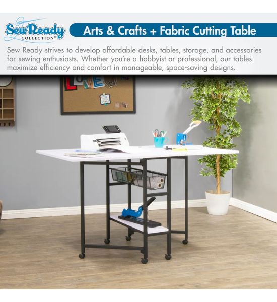 Sew Ready Mobile Folding Craft & Cutting Table with Storage
