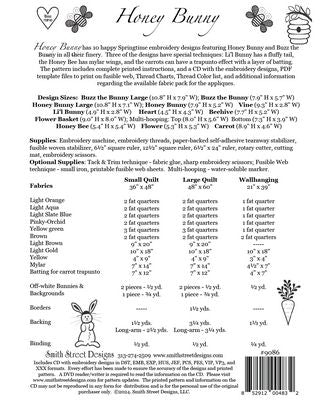Honey Bunny Embroidery Machine Pattern