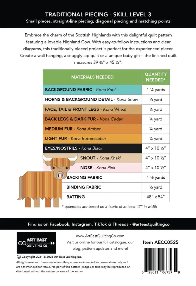 Art East Quilting Co. Cattle Call Quilt Pattern