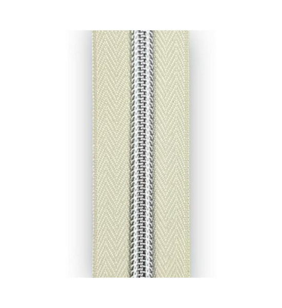 Simply Classic No. 5 Nylon Zipper Tape – Cream with Nickel Teeth – 1¼" x 3 Yards