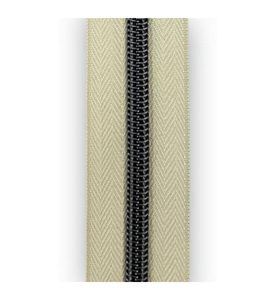 Simply Classic No. 5 Nylon Zipper Tape – Cream with Gunmetal Teeth – 1¼" x 3 Yards