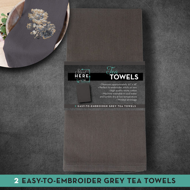 TEA TOWEL GRAY 20X28" 2/PK"