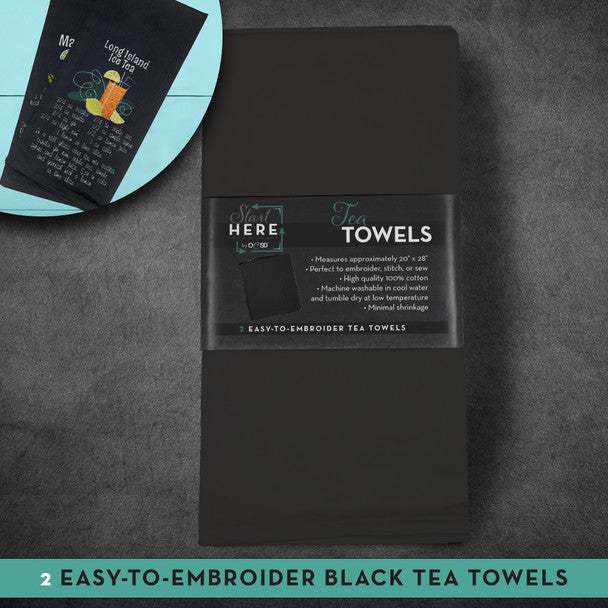 TEA TOWEL BLK 20X28" 2/PK"