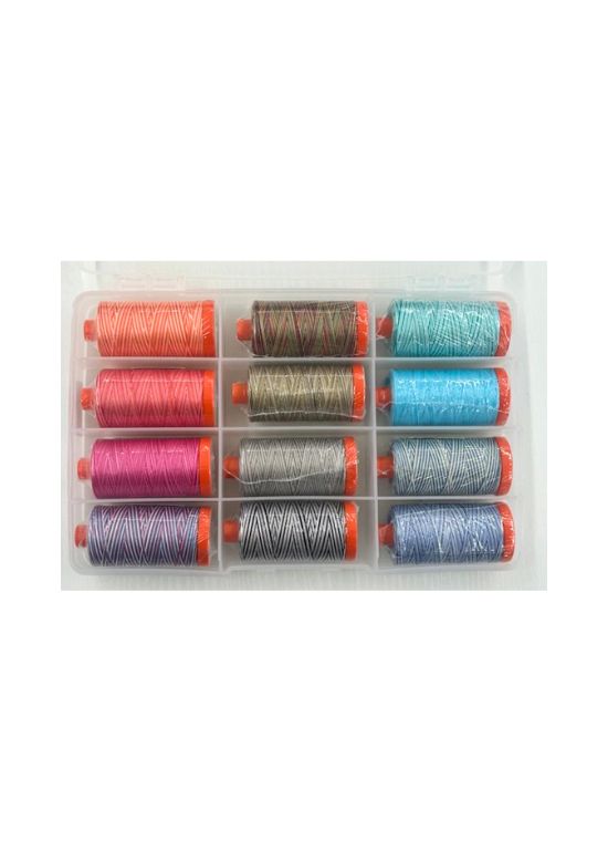 Authorized Vac and Sew Exclusive 12-Spool Variegated Thread Set with Deluxe Organizer Box