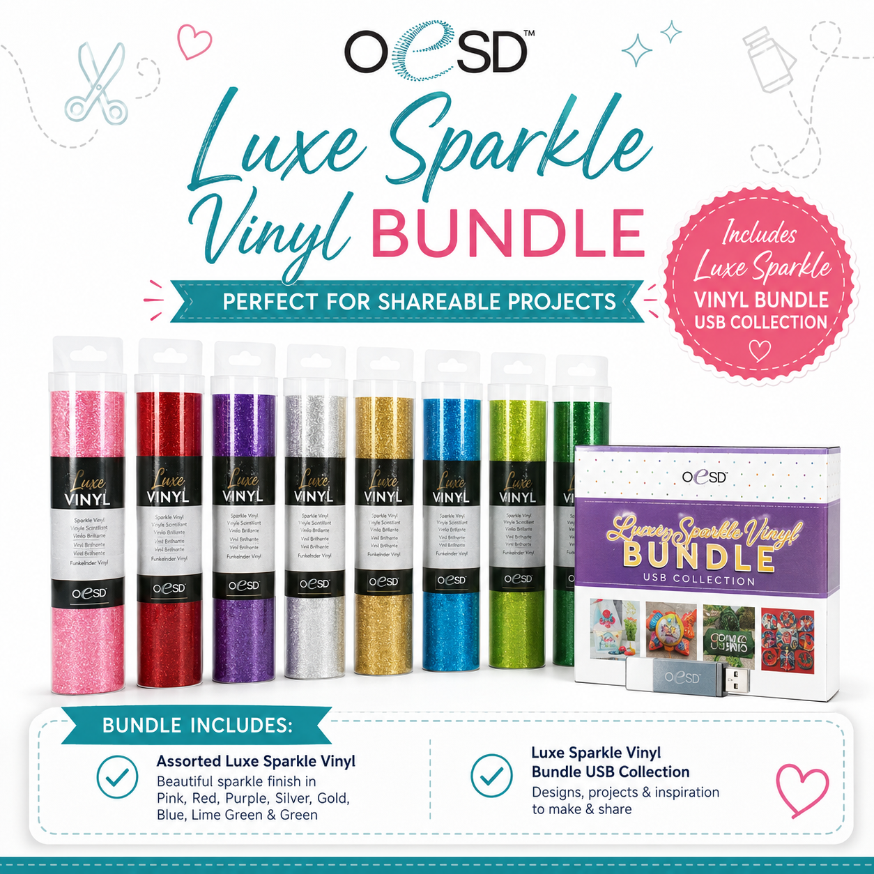 OESD Luxe Sparkle Vinyl Bundle for Shareable Projects