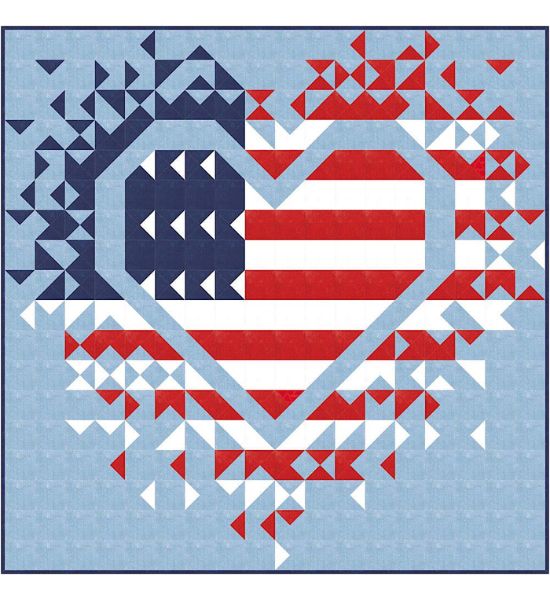 Exploding Hearts Of America Quilt Kit