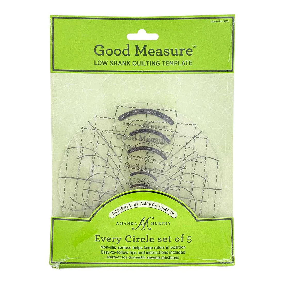 Good Measure Low Shank Circle Quilting Template Ruler 5 PC Set