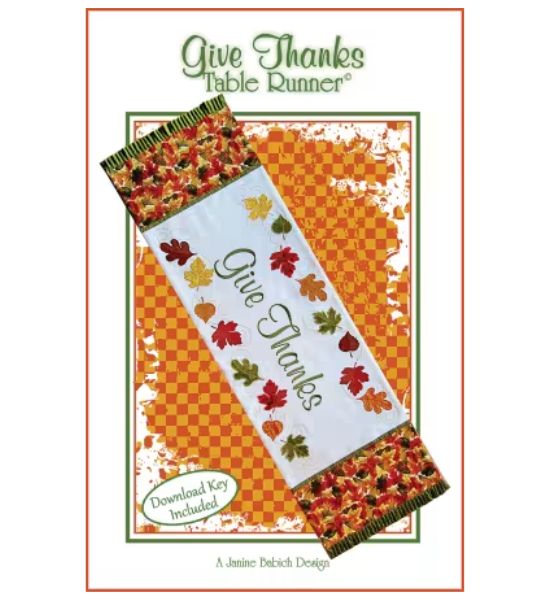 Give Thanks Table Runner Machine Embroidery