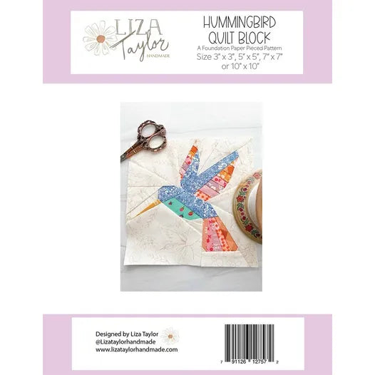 Liza Taylor Handmade Hummingbird Quilt Block Pattern