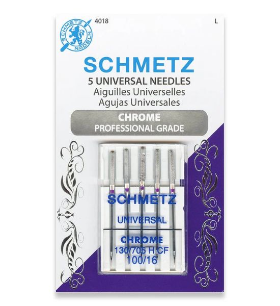 Schmetz Chrome Universal Needles – 5-Pack or 10-Pack (Available in Sizes 70/10, 80/12, 90/14, 100/16)