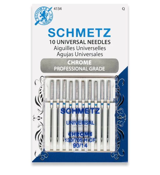 Schmetz Chrome Universal Needles – 5-Pack or 10-Pack (Available in Sizes 70/10, 80/12, 90/14, 100/16)