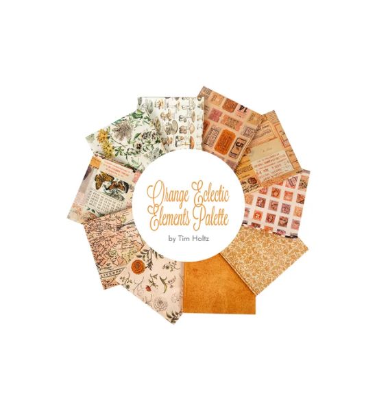 Tim Holtz Orange Eclectic Elements Palette Fat Quarter Bundle