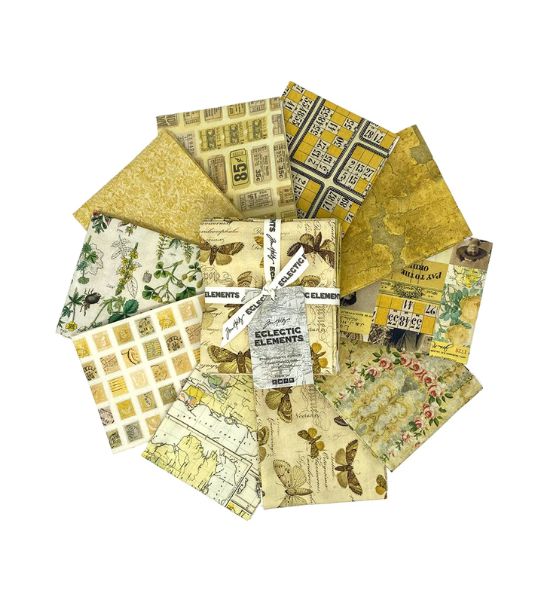 Tim Holtz Fabric Palette Yellow Bundle of 10 Fat Quarters
