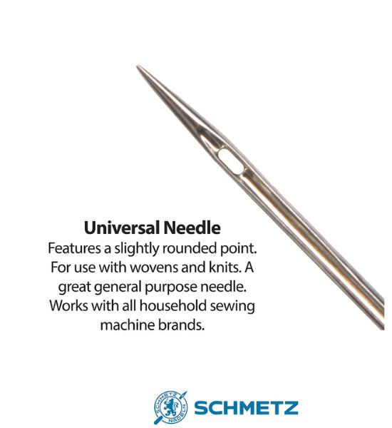Schmetz Chrome Universal Needles – 5-Pack or 10-Pack (Available in Sizes 70/10, 80/12, 90/14, 100/16)