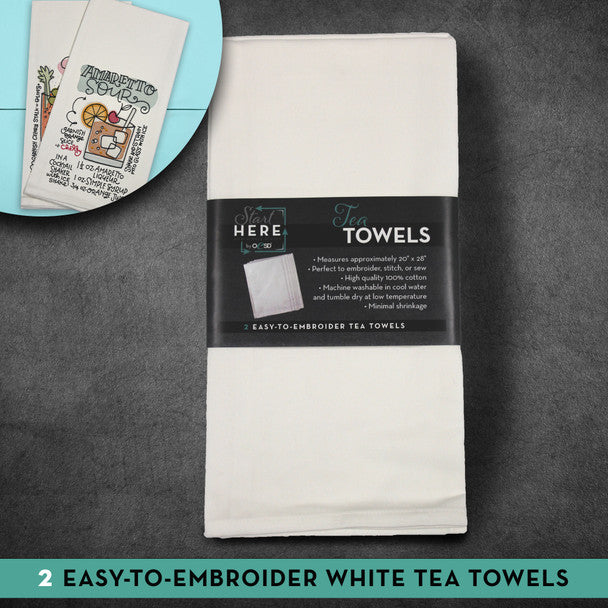 TEA TOWEL WHT 20X28" 2/PK"