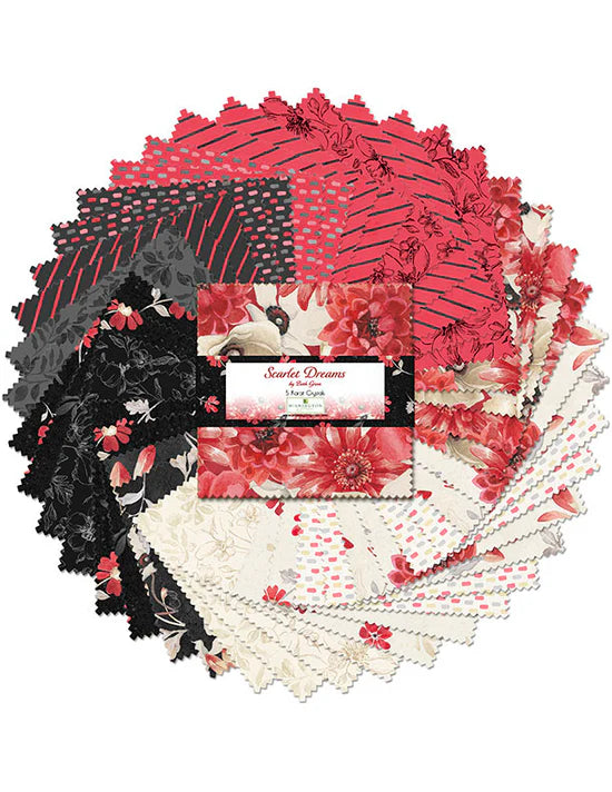 5in Squares, Scarlet Dreams, 42pcs, 12 bundles/pack