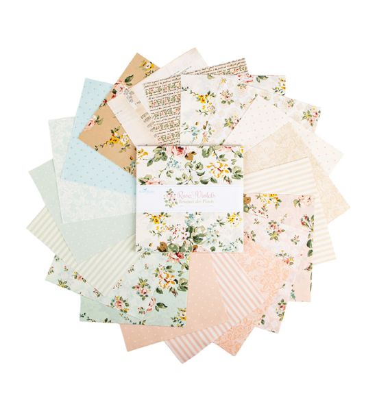 ROSE AND VIOLETS BOUQUET DES FLEURS 42 Pre Cuts | 10" Layer cake