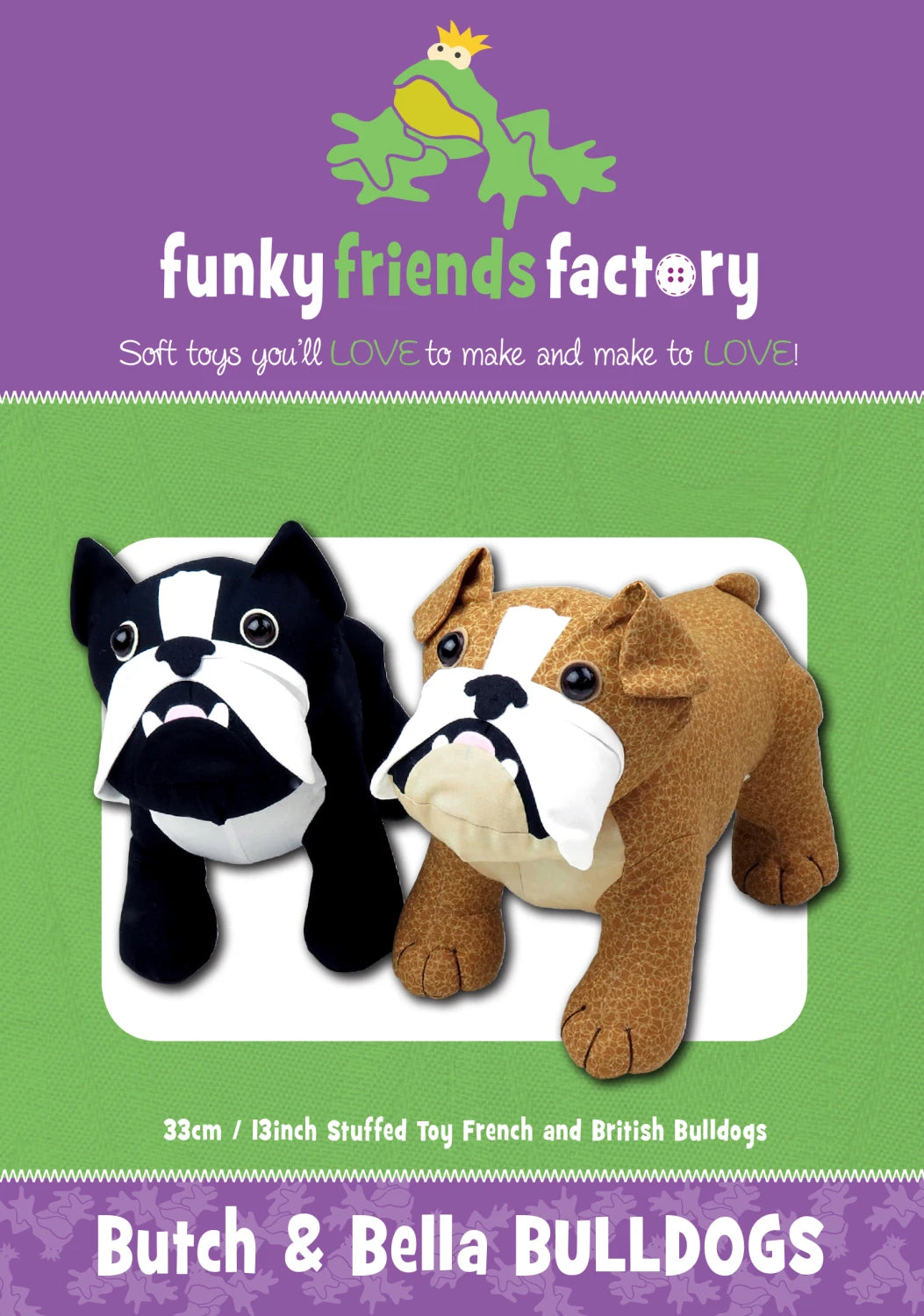 Butch & Bella Bulldogs Pattern 13in Stuffed Soft Toy